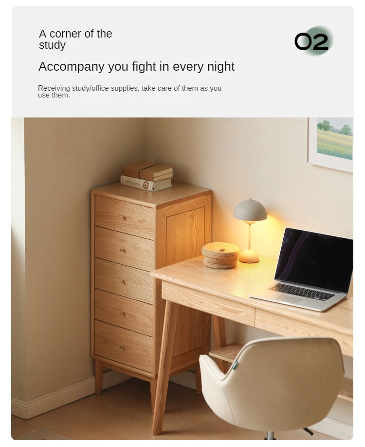 Oak Solid Wood, Solid RubberWood Nordic Chest of Drawers