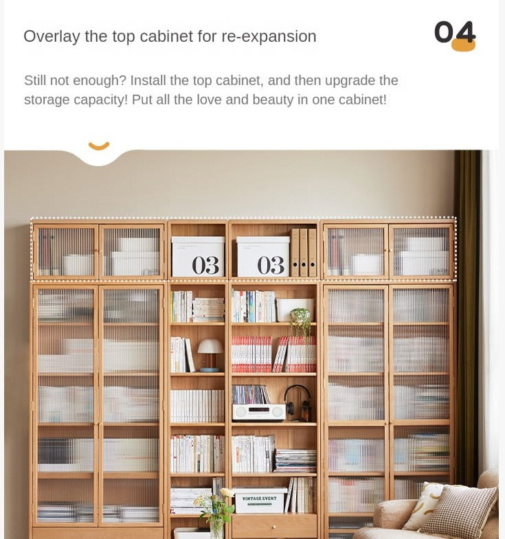 Beech European Solid Wood Bookcase Combination Cabinet