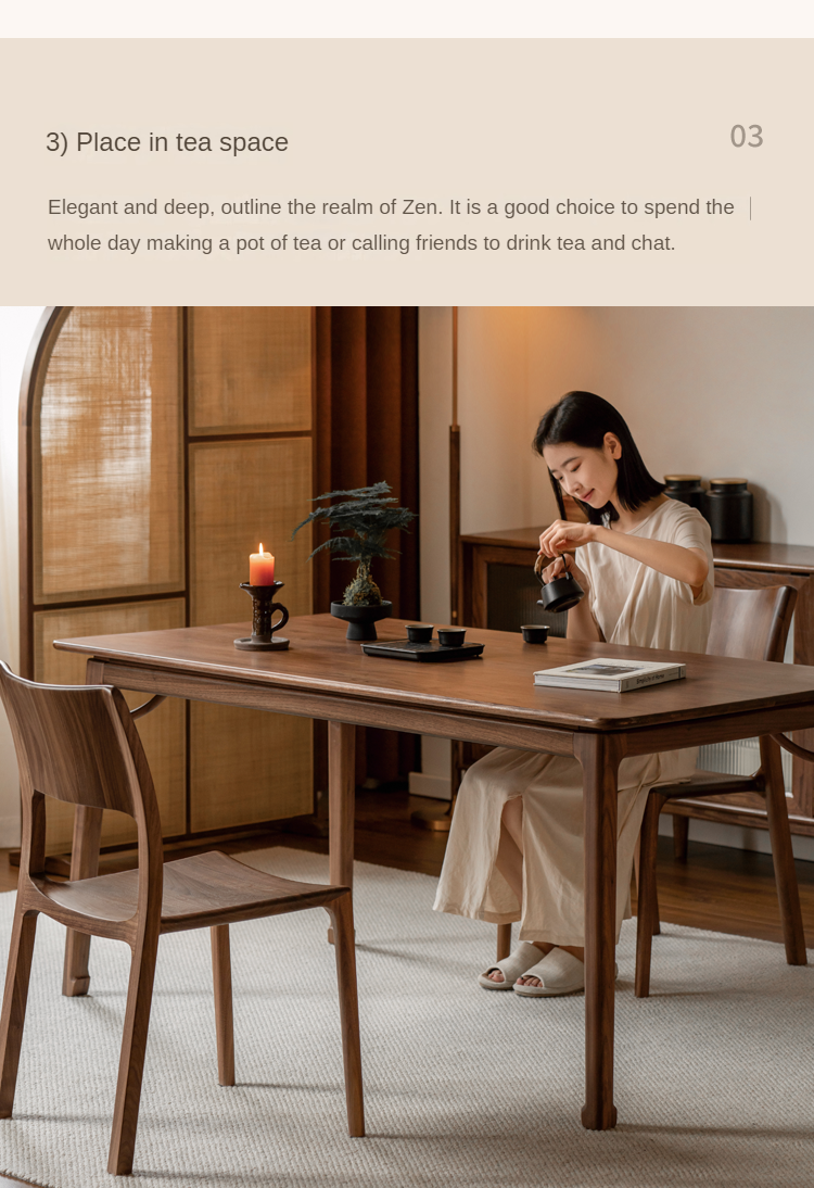 Black Walnut, Ash Solid Wood North American Dining Table