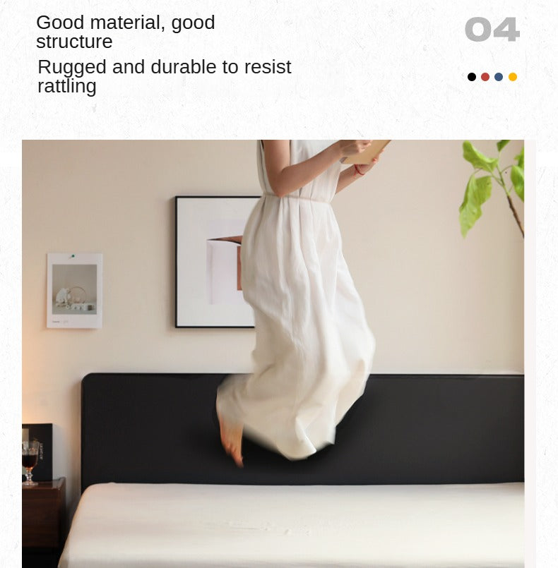 Poplar, Rubber Wood Solid Wood Fully Open High Box Bed Minimalist