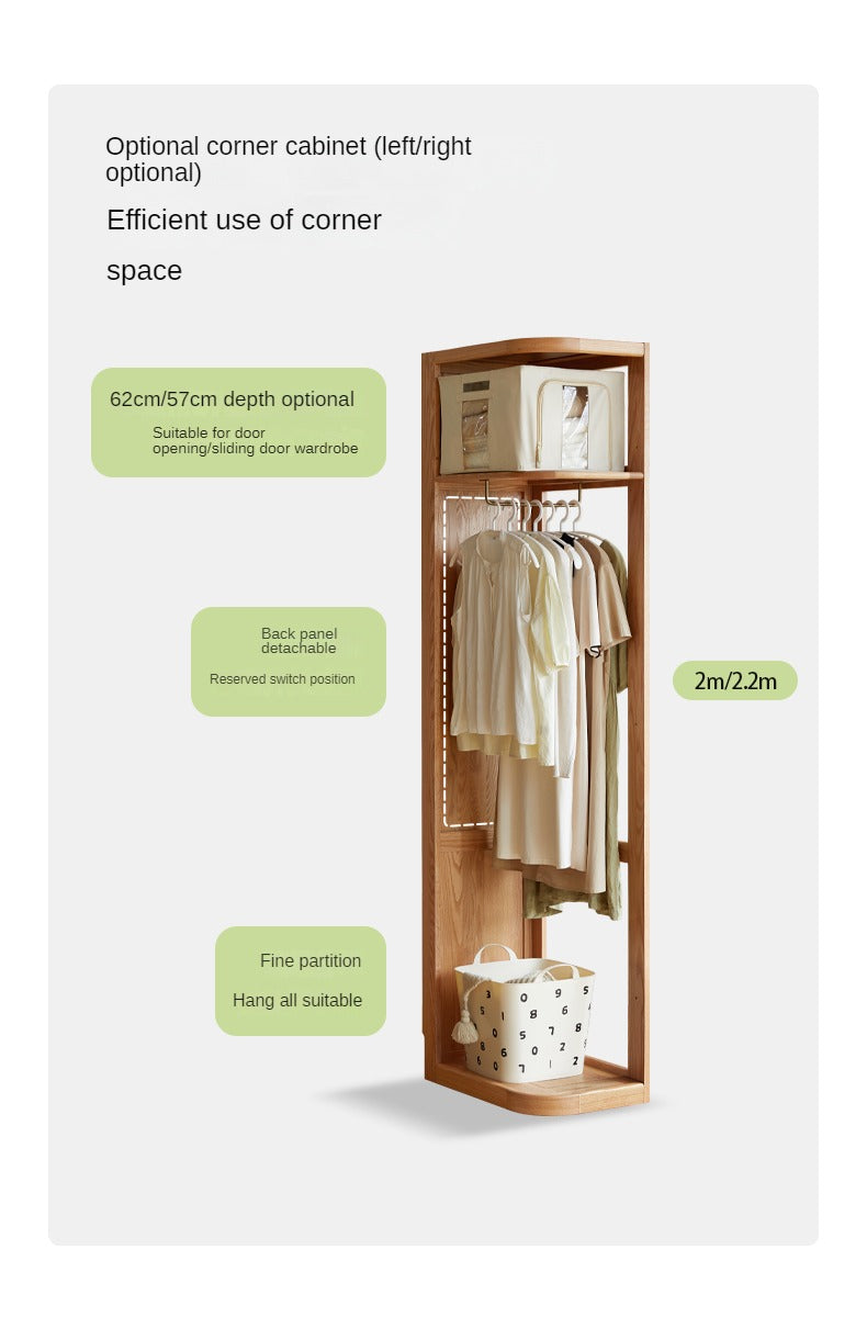 Oak, Ash Solid Wood Wardrobe Sliding Door Modern.