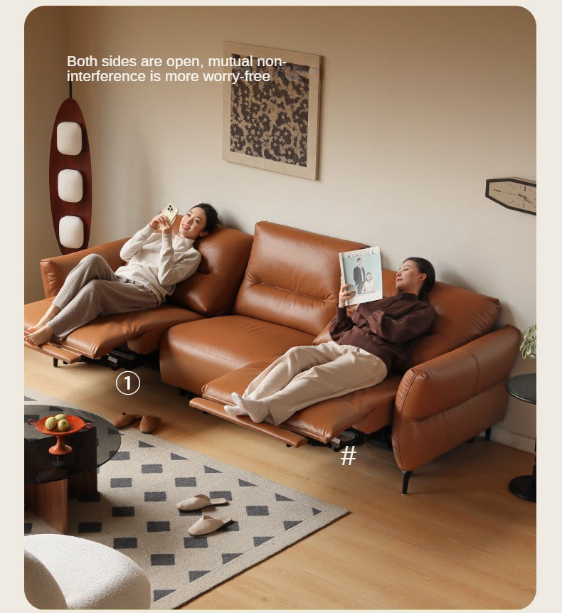 Leather Sofa, Head Layer, Cowhide Electric Sofa.