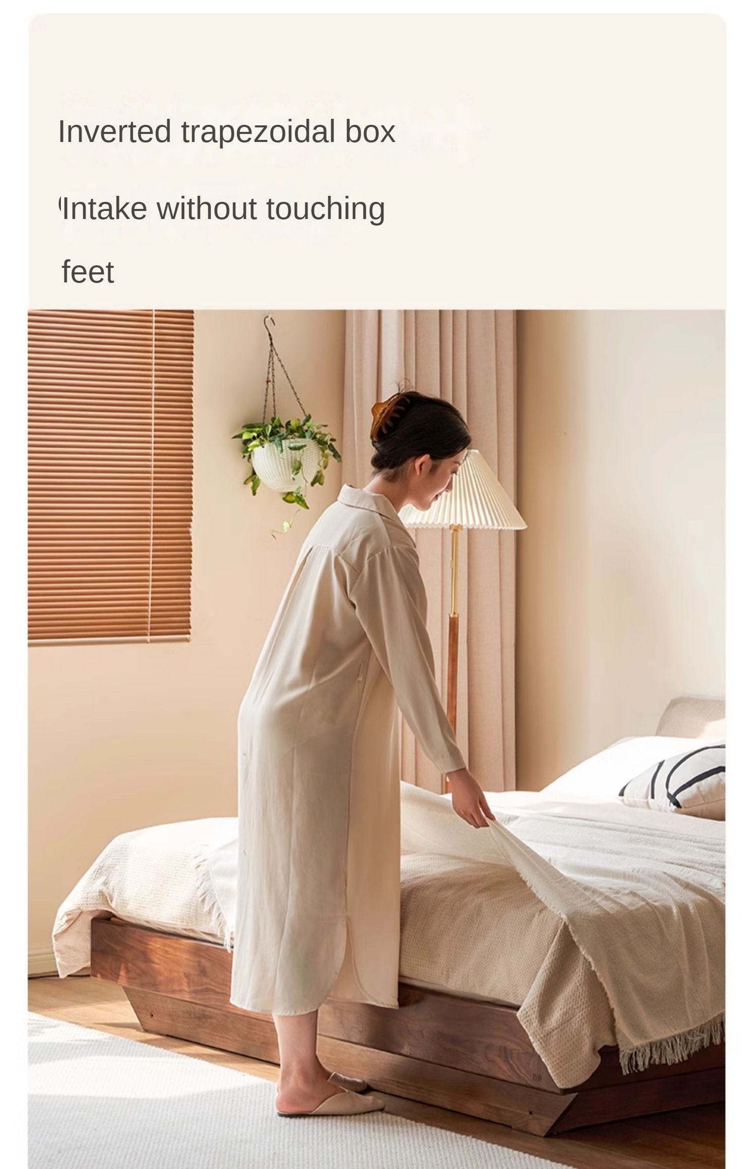 Black walnut solid wood platform bed, headboard-free box bed