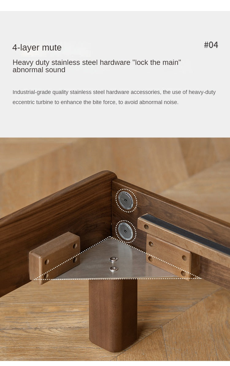 North American Black Walnut, Ash solid wood leather soft bed