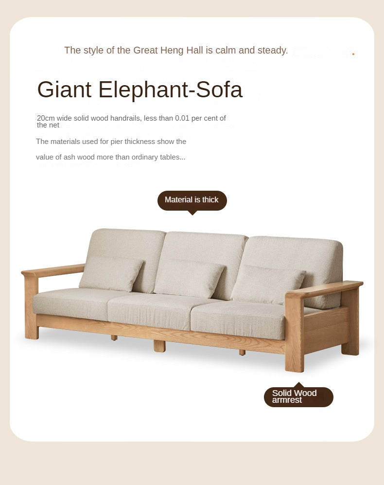 Ash solid Wood Modern Straight Sofa.