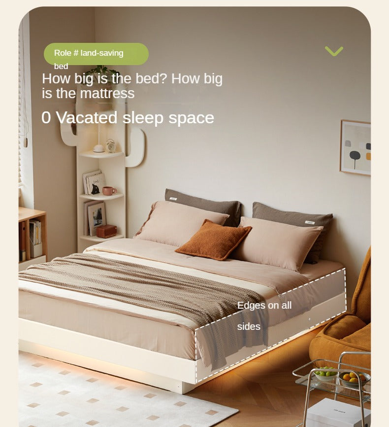 Rubber Solid Wood Suspended Box Platform Bed, Headboard-Free Bed.
