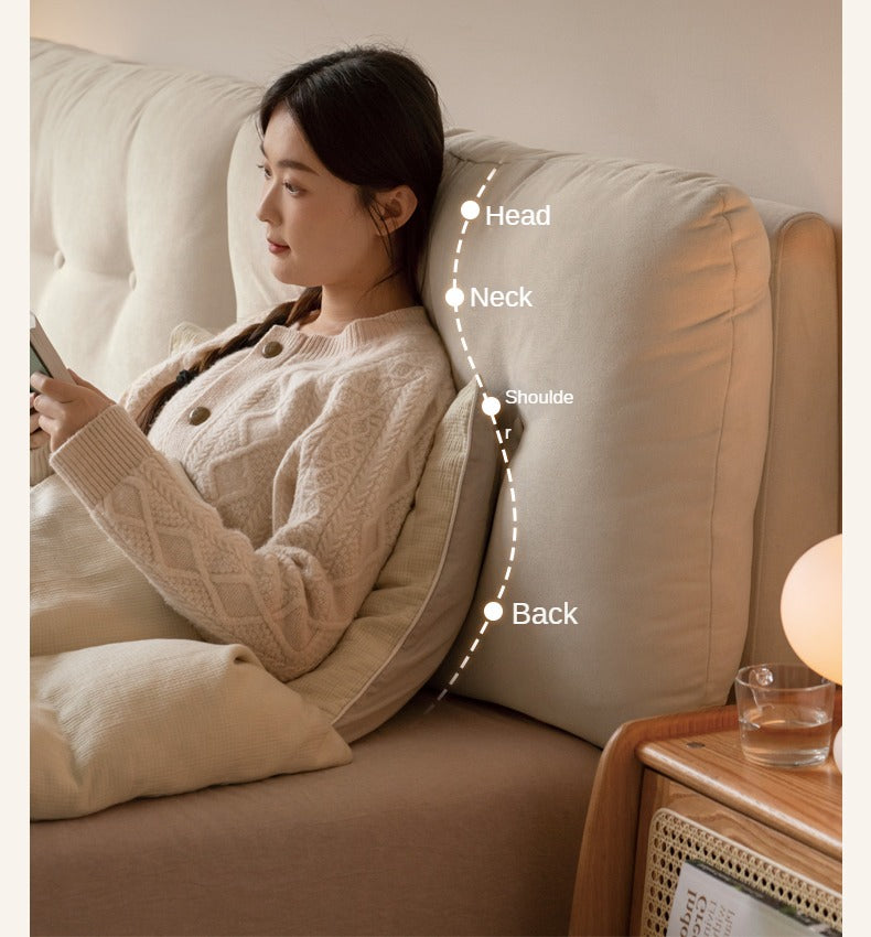 Fabric Soft Bed White Cream Style