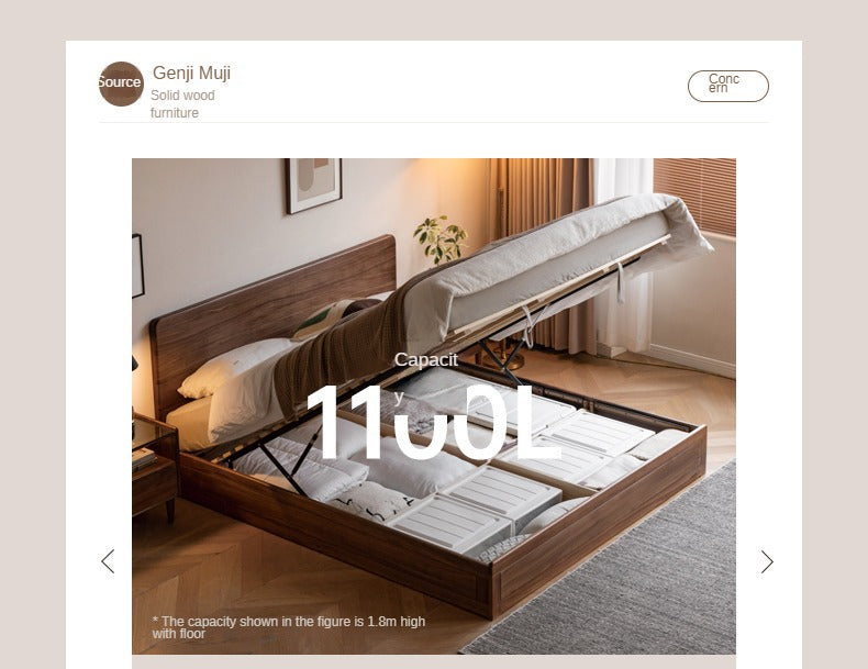 Black Walnut, Oak Solid Wood Bed Box Modern