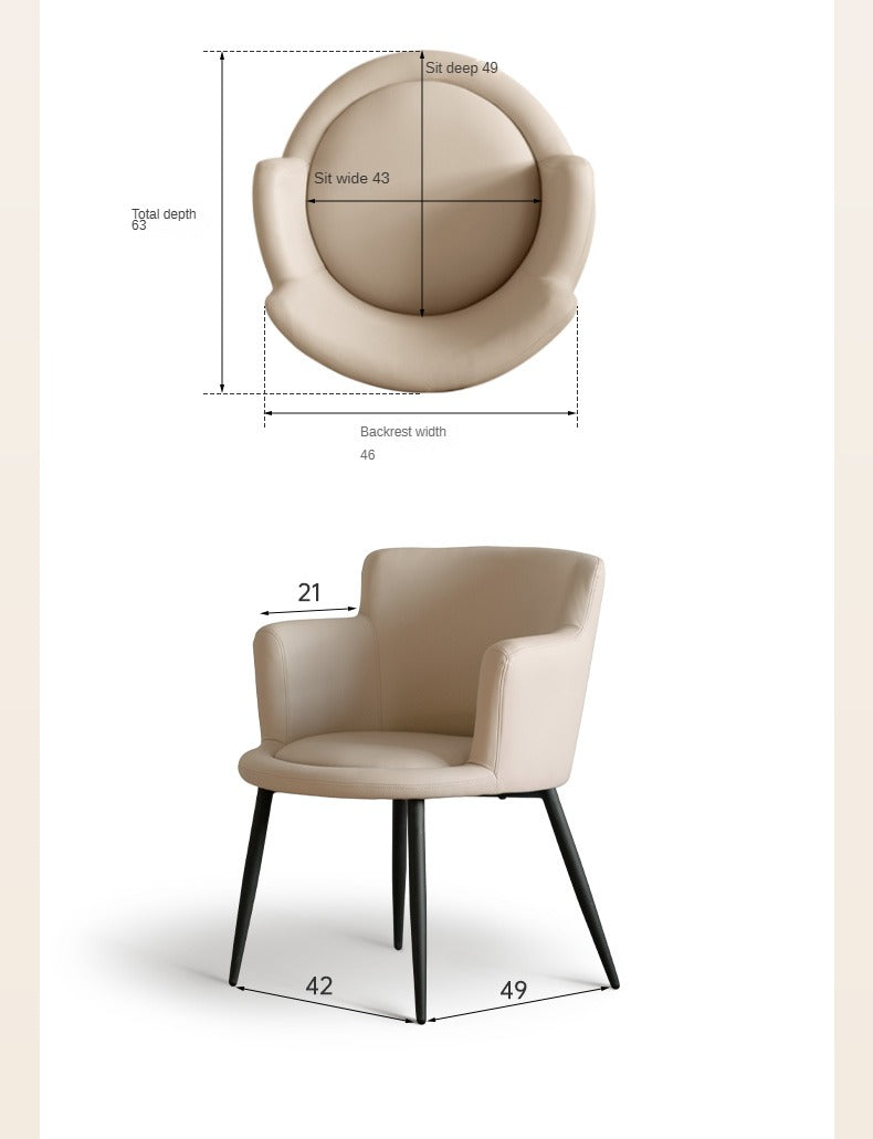 Organic Leather Soft Comfortable Italian Light Luxury Computer Chair