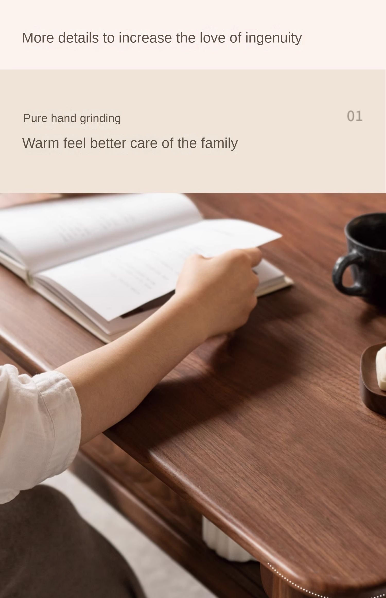 Ash, Black Walnut Solid Wood Double-Layer Coffee Table