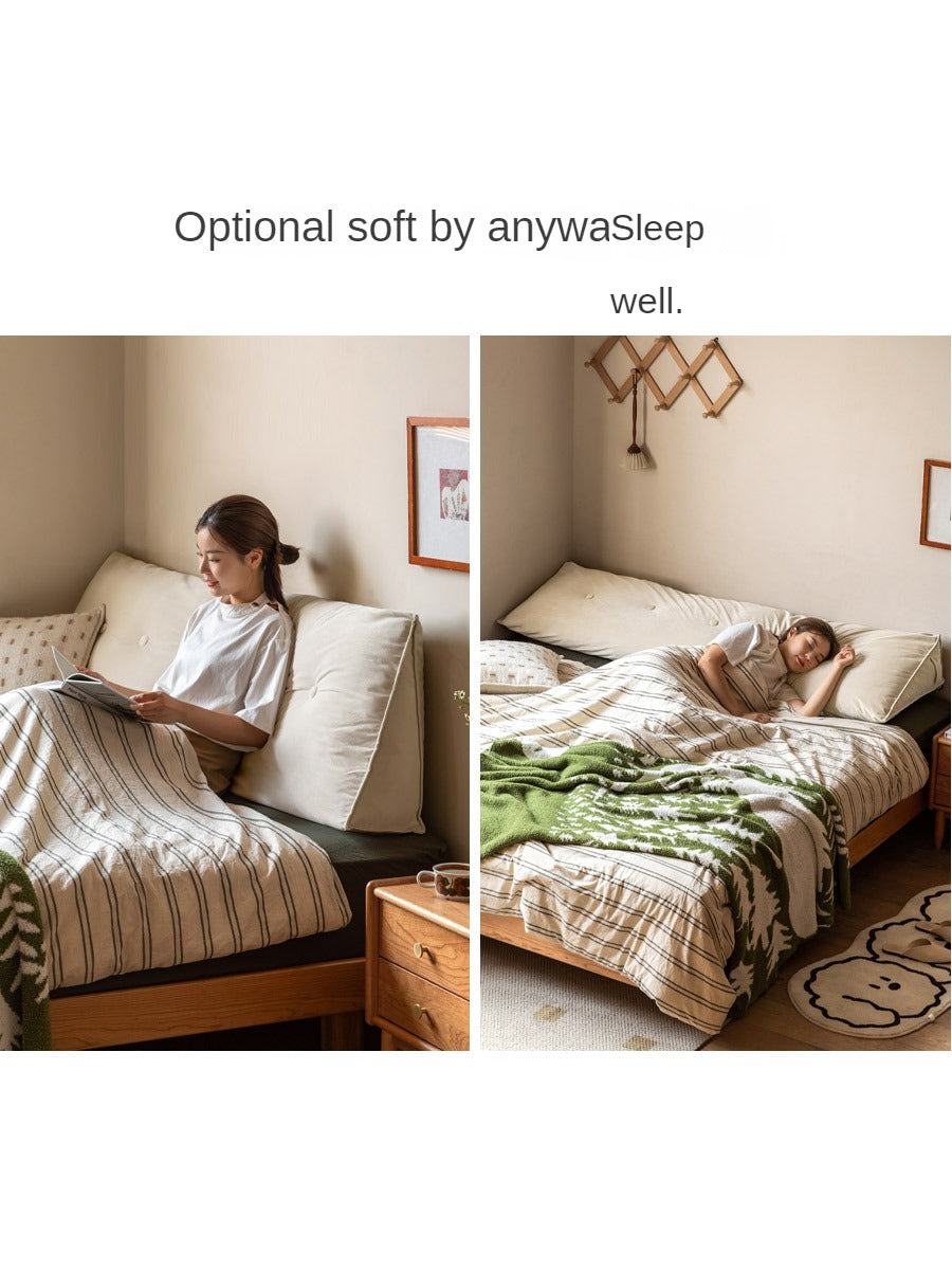 Cherry Solid Wood Platform Bed, Headboard-Free Bed