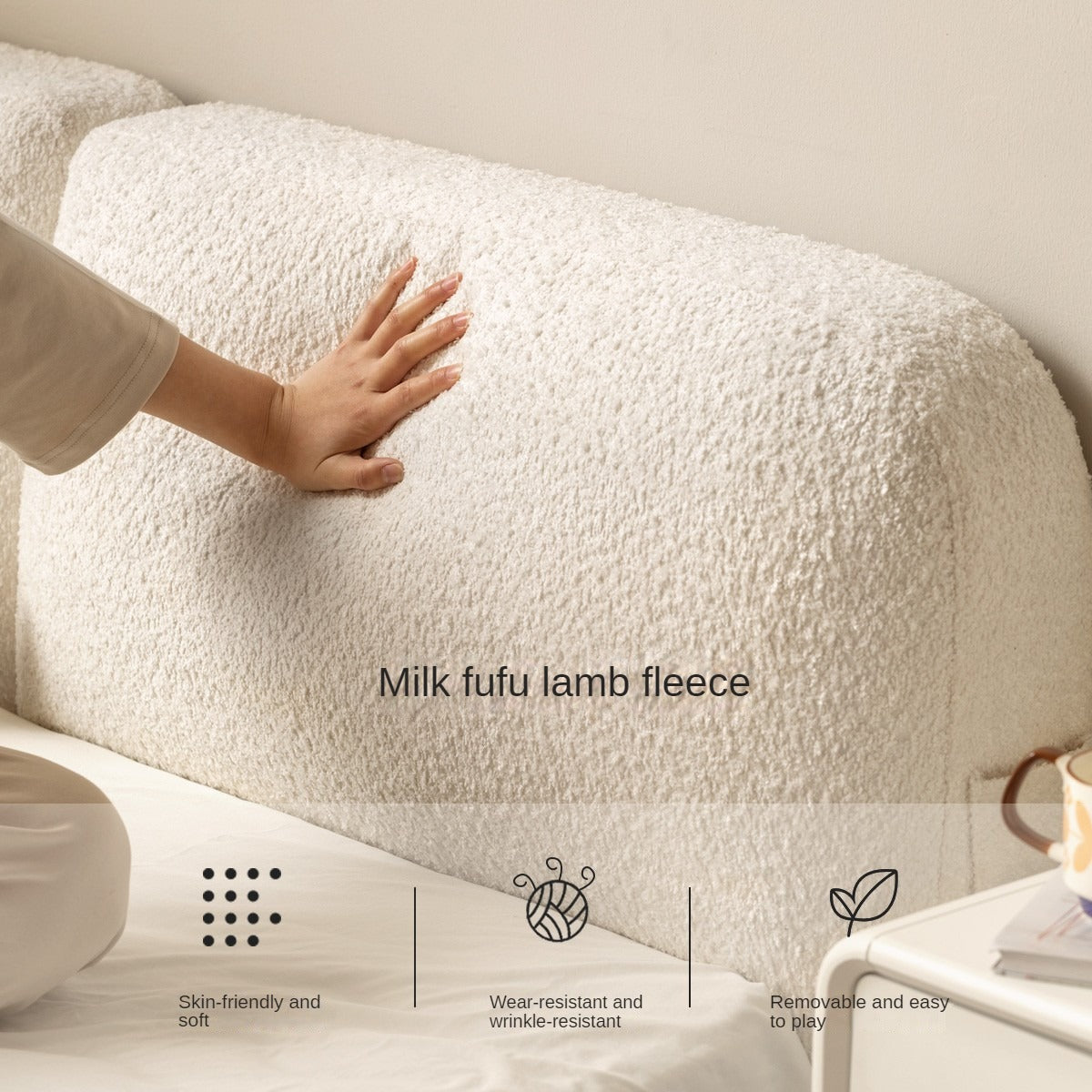 Oak Solid Wood Lamb Fleece Soft Suspension Cream Bed