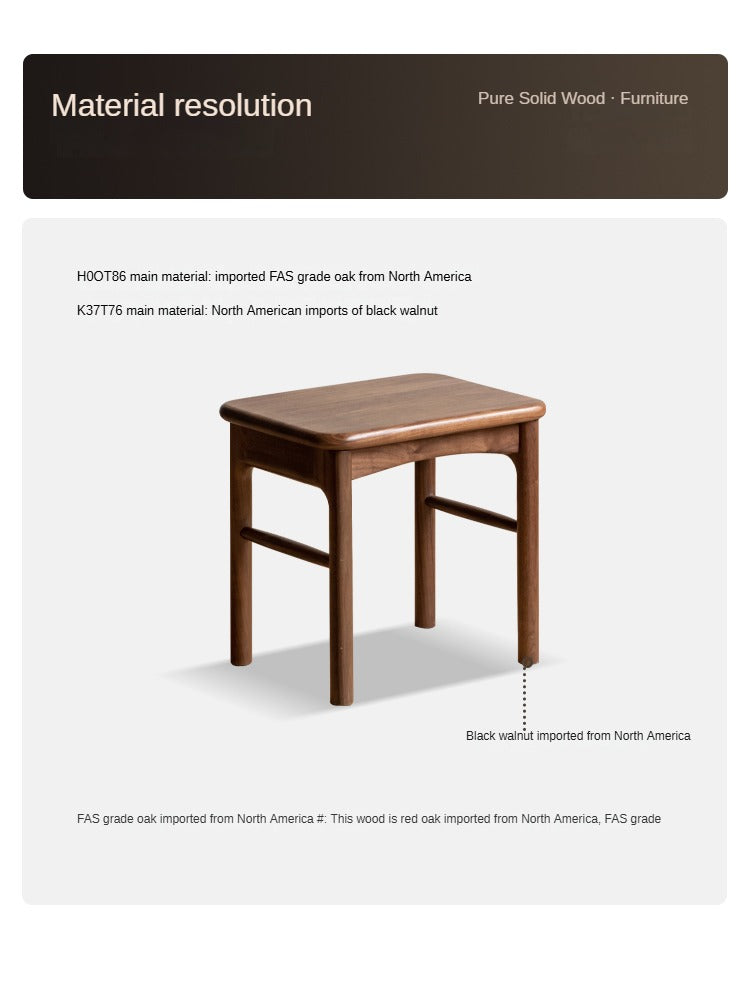 Black Walnut, Oak Solid Wood Tea Stool, Long Stool