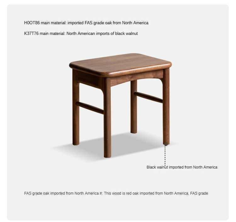 Black Walnut, Oak Solid Wood Tea Stool, Long Stool