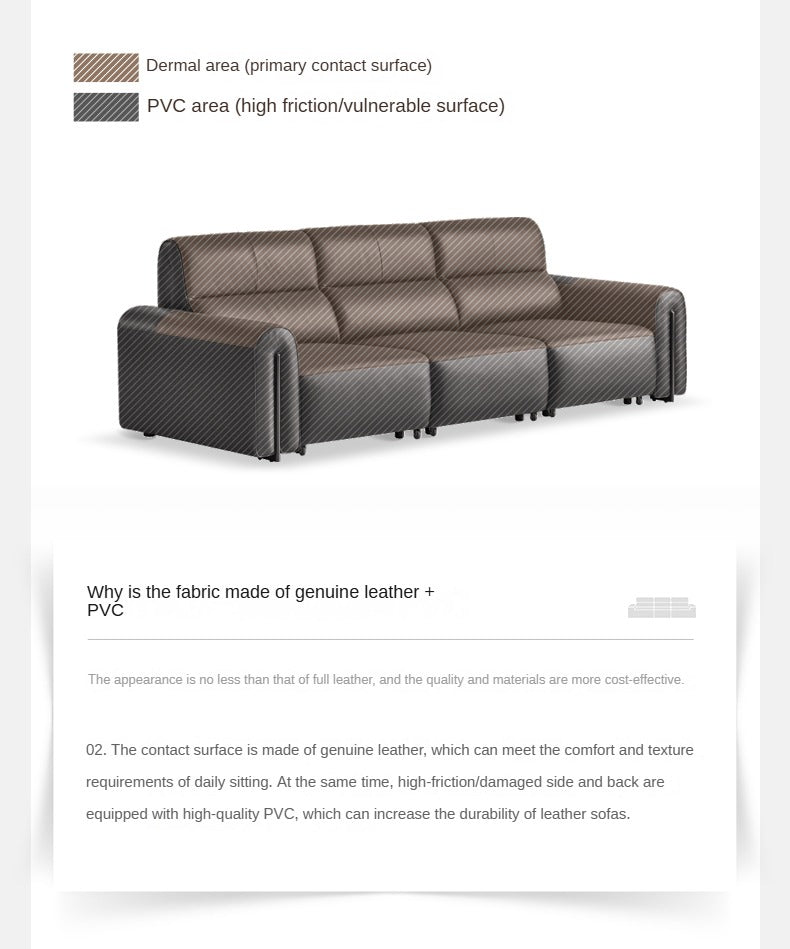 Genuine leather Sofa Bed Italian Light Luxury.