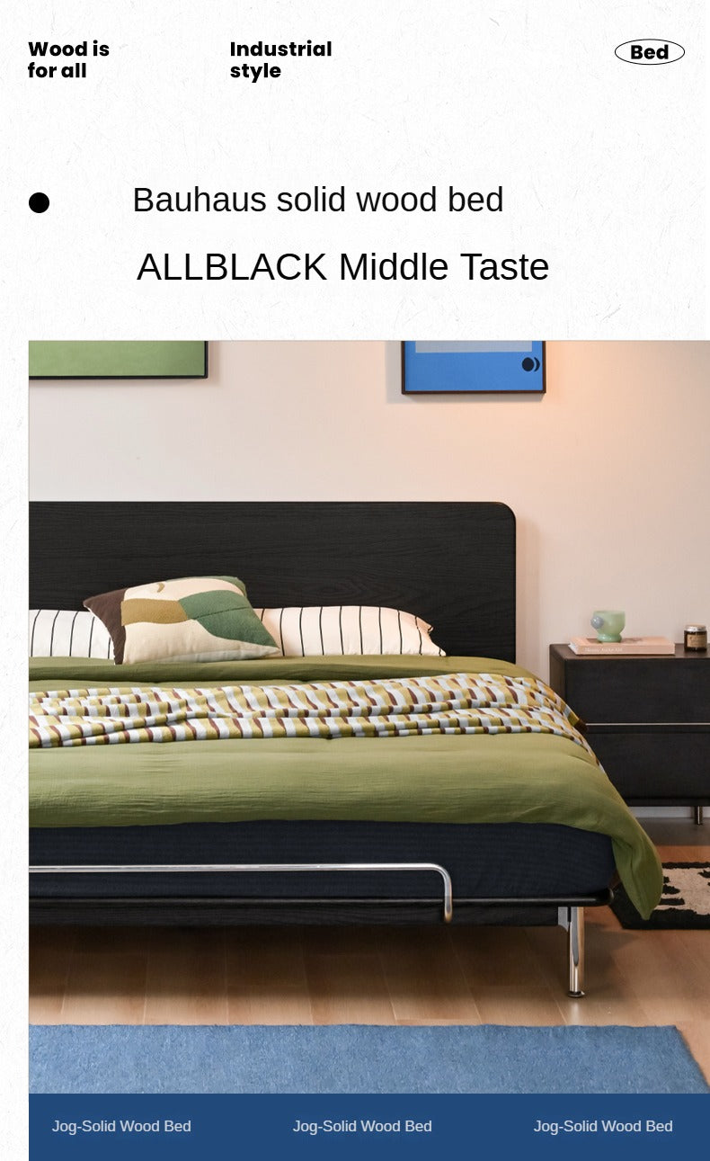 Ash, Oak Solid Wood Bed Minimalist