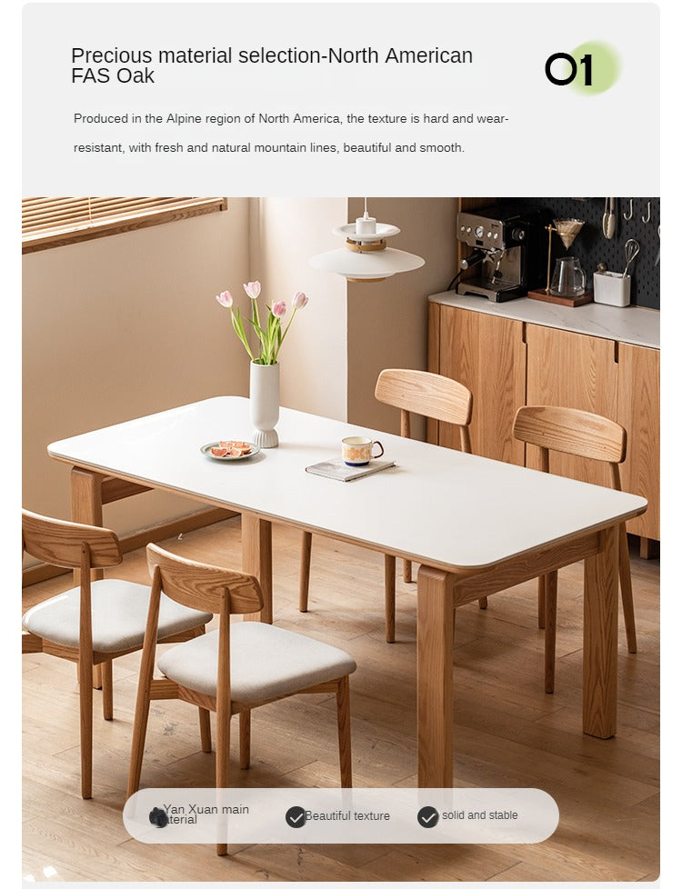 Oak Solid Wood, Solid Rubberwood Slate Dining Table