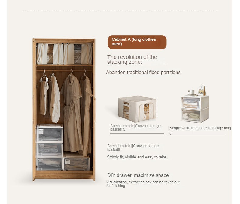 Ash Solid Wood Wardrobe Modern.