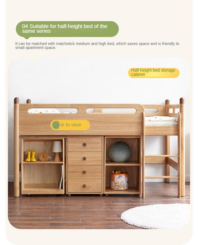 Beech Solid Wood Nordic Modern Kids Dresser, Chests, Storage Cabinet