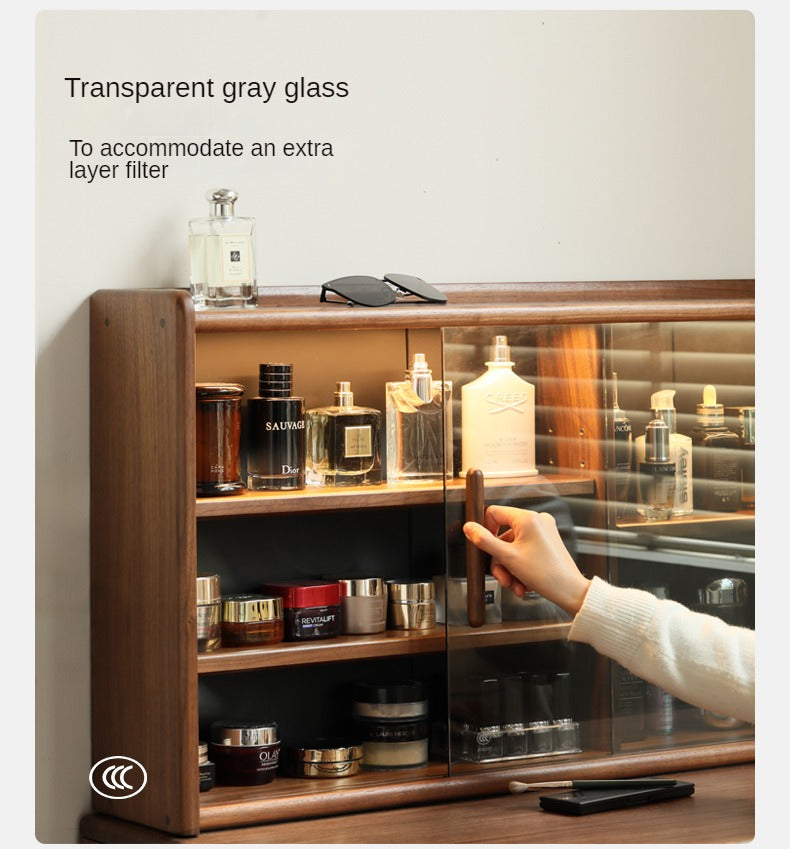 Black Walnut Solid Wood Light Luxury Dressing Table.