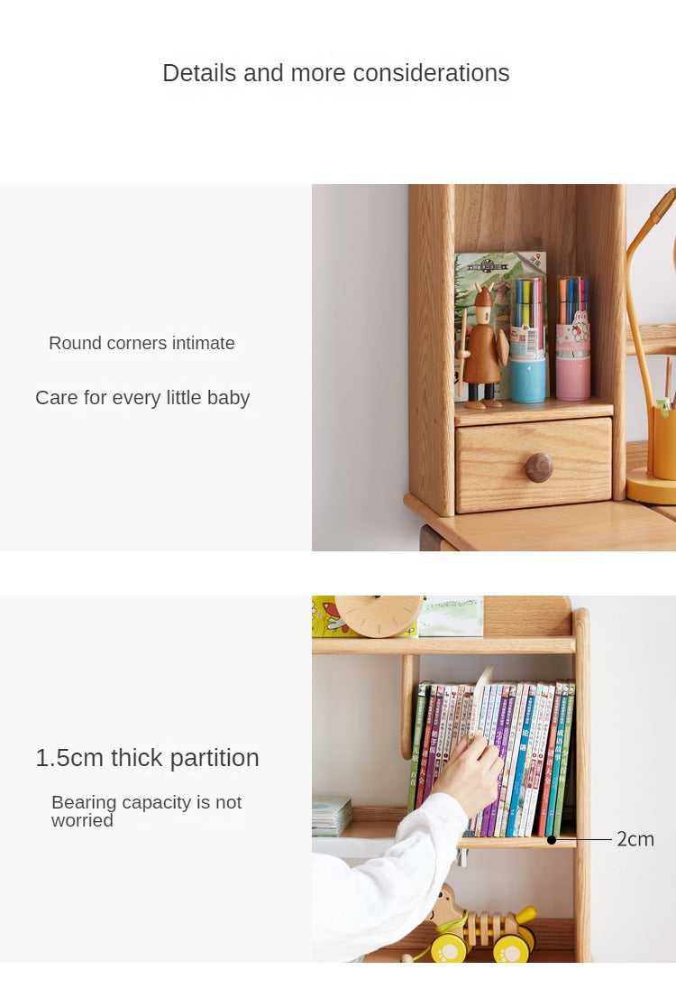 Oak, Beech Solid Wood Shelf Bookshelf