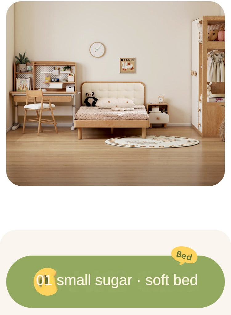 Beech Solid Wood Bedroom Furniture Set Children's Bed Montessori.
