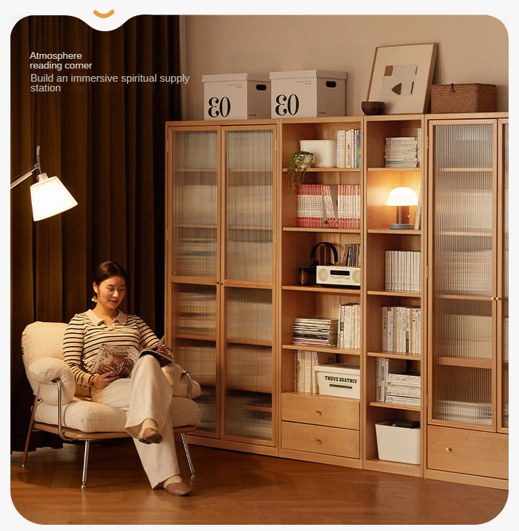 Beech Solid Wood Bookcase Combination Cabinet
