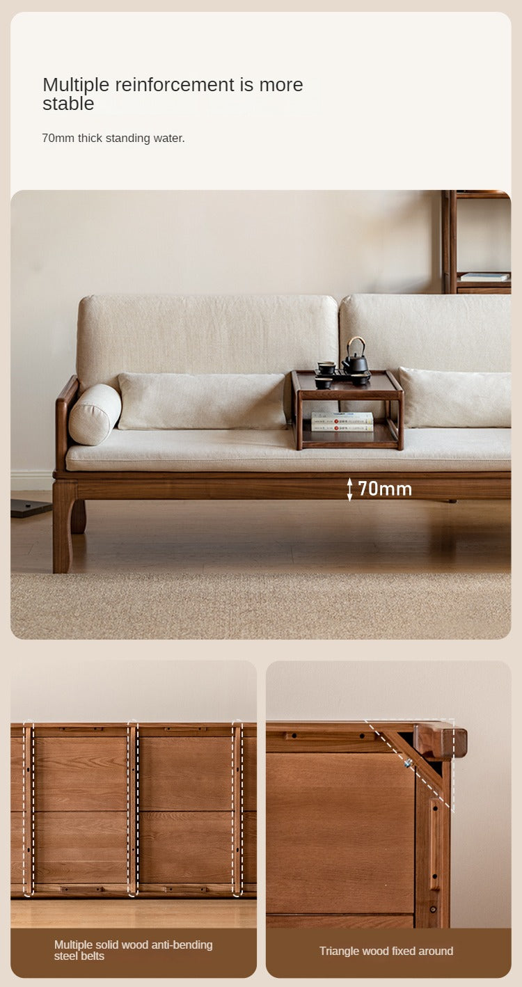 Black Walnut, Oak Solid Wood Dual Use Sofa,