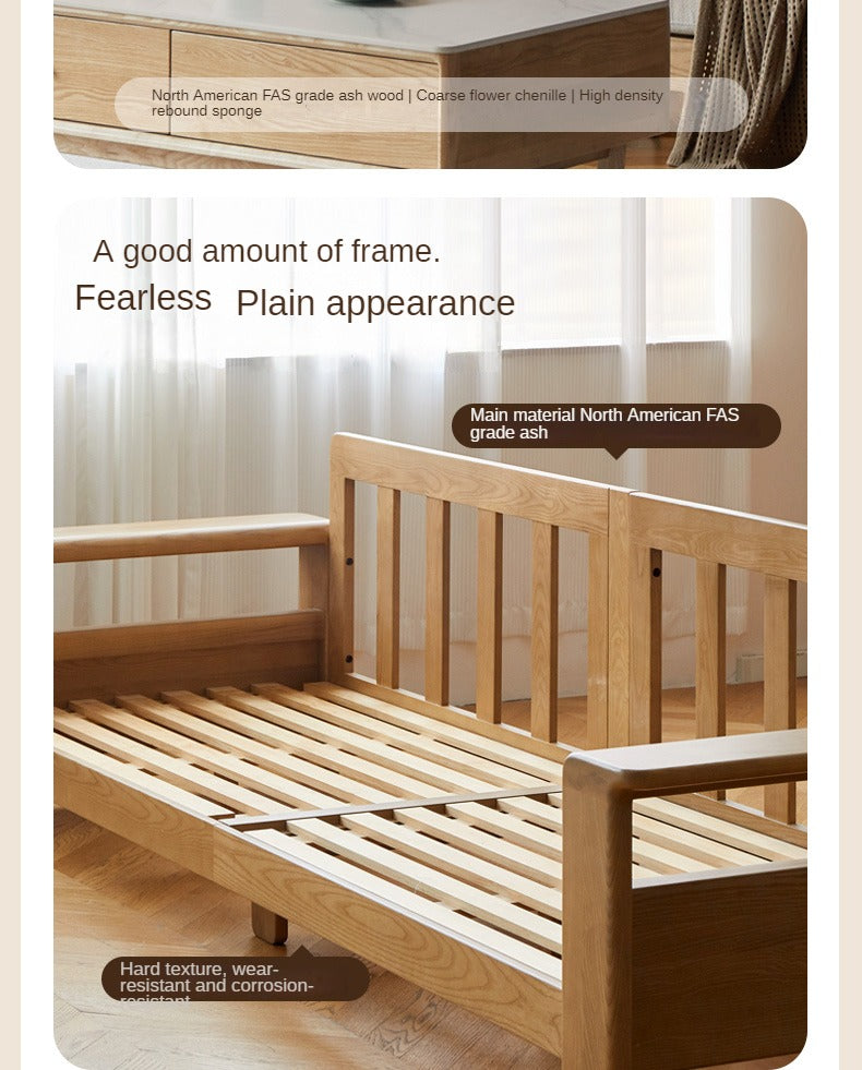 Ash solid Wood Modern Straight Sofa.