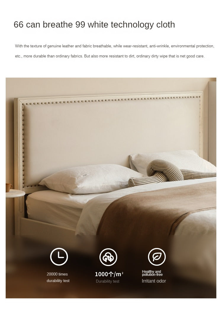 Oak Solid Wood Technology Fabric Soft Bed