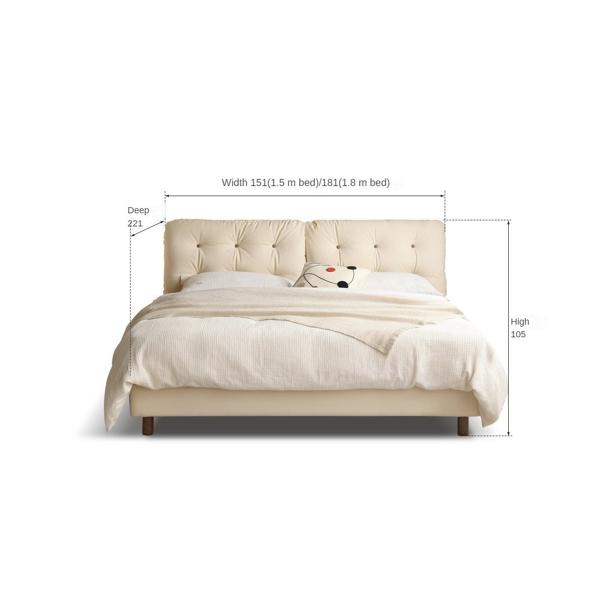 Organic Leather Art Bed Cream Cloud Soft
