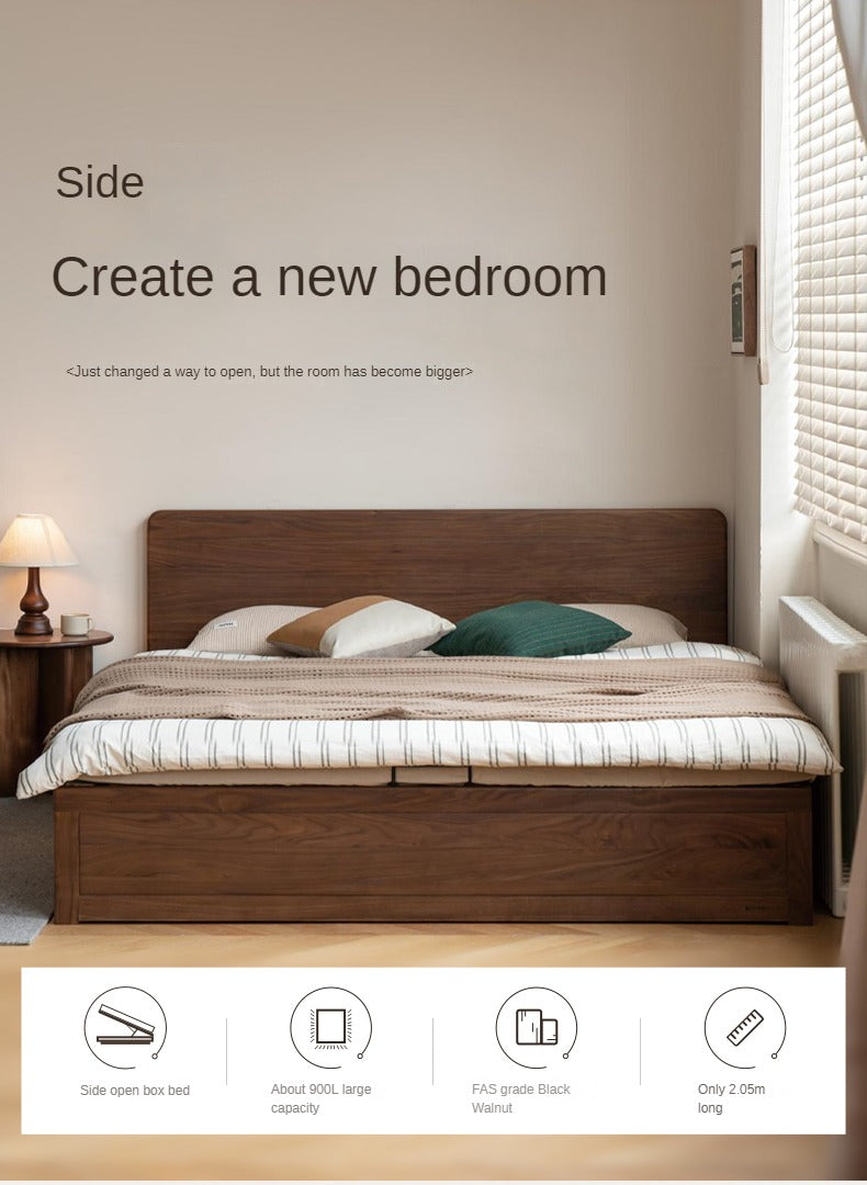 North American black walnut solid wood light luxury box bed