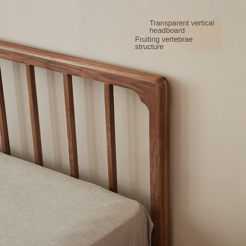 Ash, Black Walnut Solid Wood Nordic Simple Bed