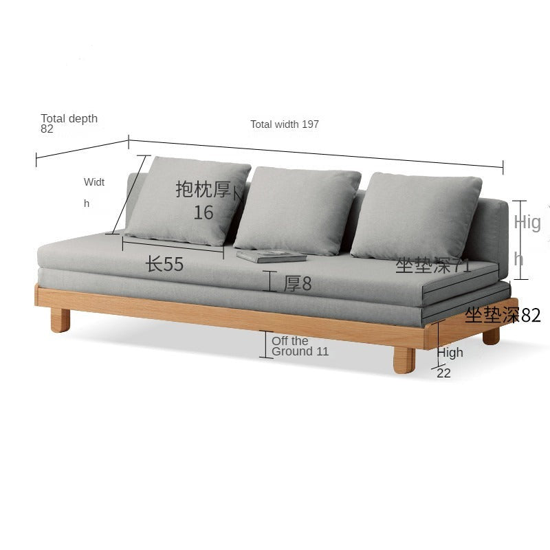 Oak, Beech solid wood sofa bed+