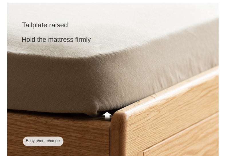 Oak,Rubberwood Solid Wood Box Simple Bed Log Style