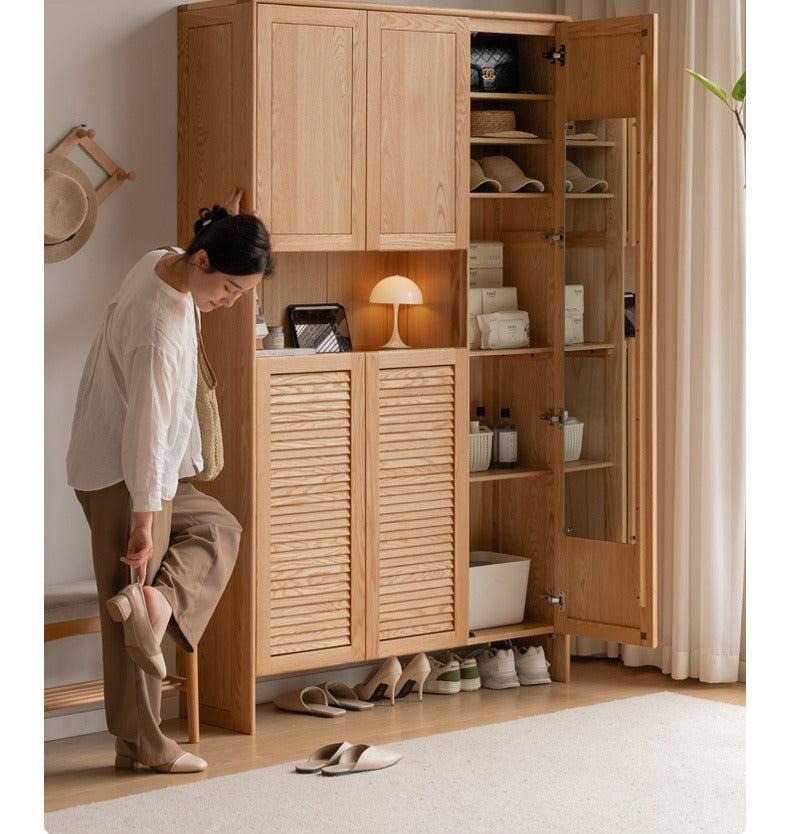 Oak, Ash Solid Wood Storage Locker Shoe Entrance Cabinet
