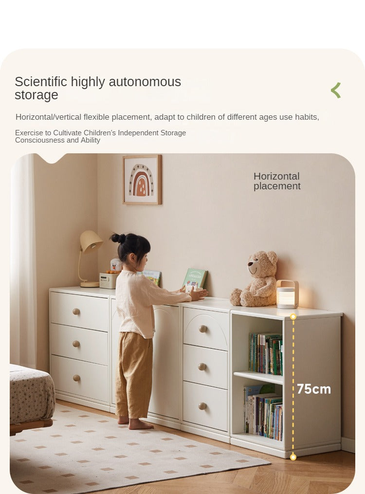 Pine Solid Wood Cream Style Kids Dresser, Chests, Storage Cabinet