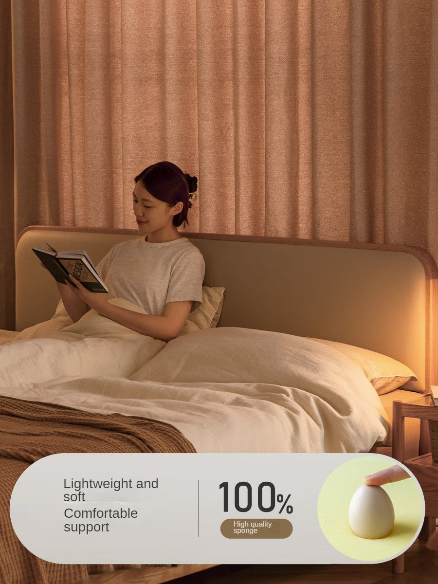 Oak, Rubber wood Solid Wood Bed Technology Fabric,Suede