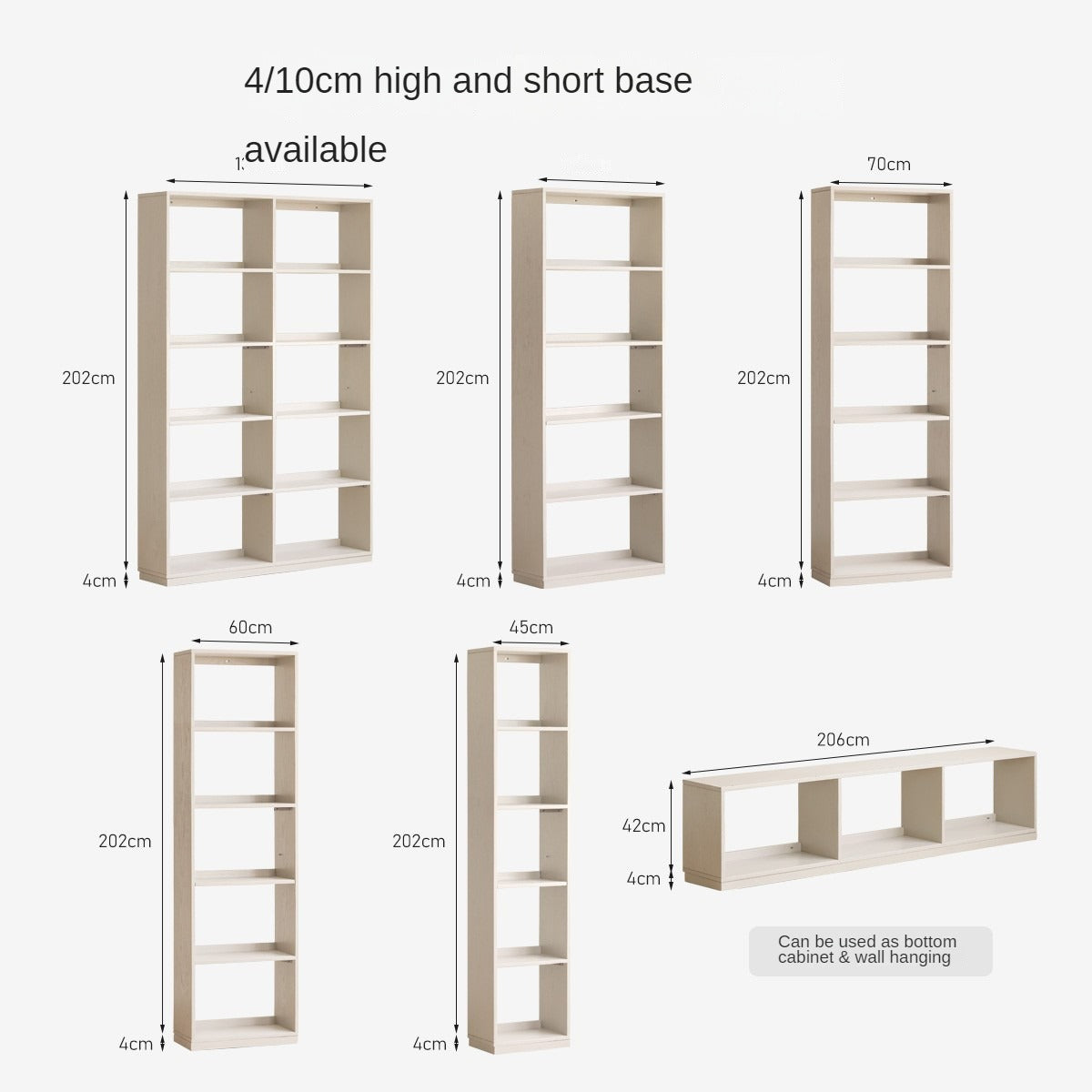 Oak Solid Wood Bookshelf Storage Rack Cream Style Full Wall Cabinet