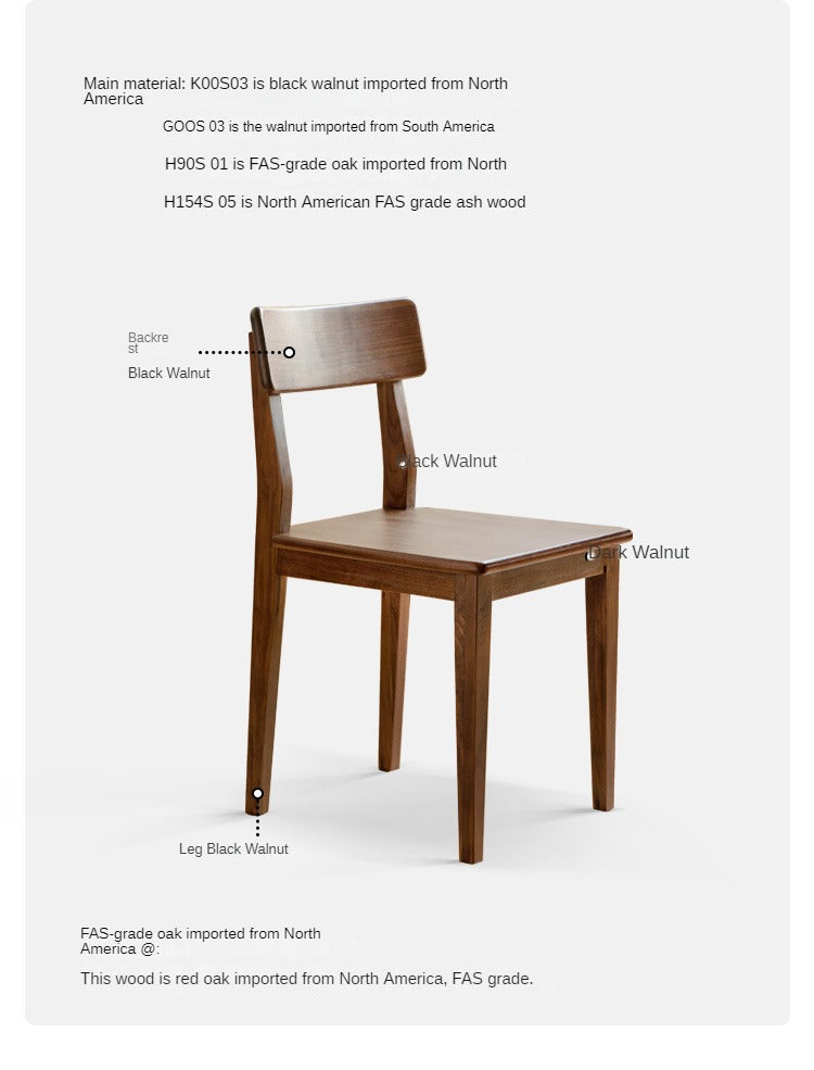 Black Walnut, Ash, Oak Solid Wood Dining Chair Set of 4