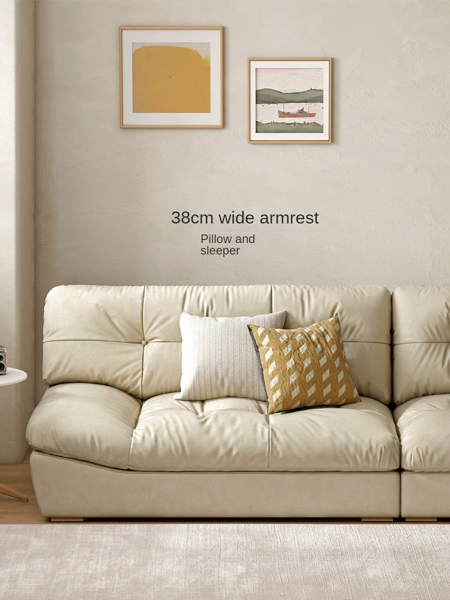 First Layer Cowhide Italian Style Sofa.