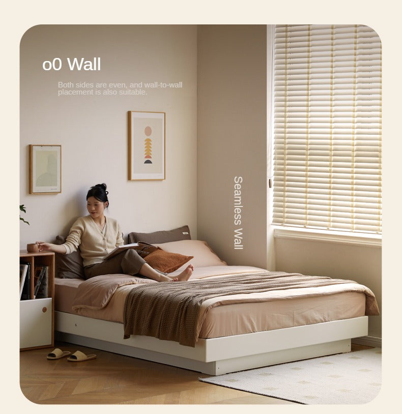 Rubber Solid Wood Suspended Box Platform Bed, Headboard-Free Bed.