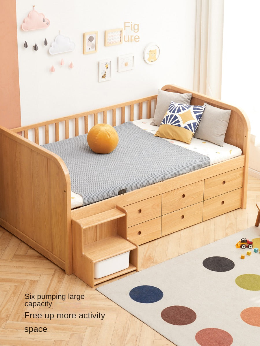 Oak solid wood Multi-function wide storage box bed<