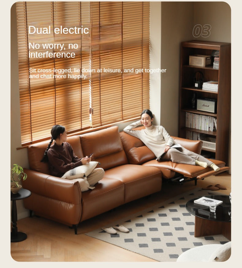 Leather Sofa, Head Layer, Cowhide Electric Sofa.