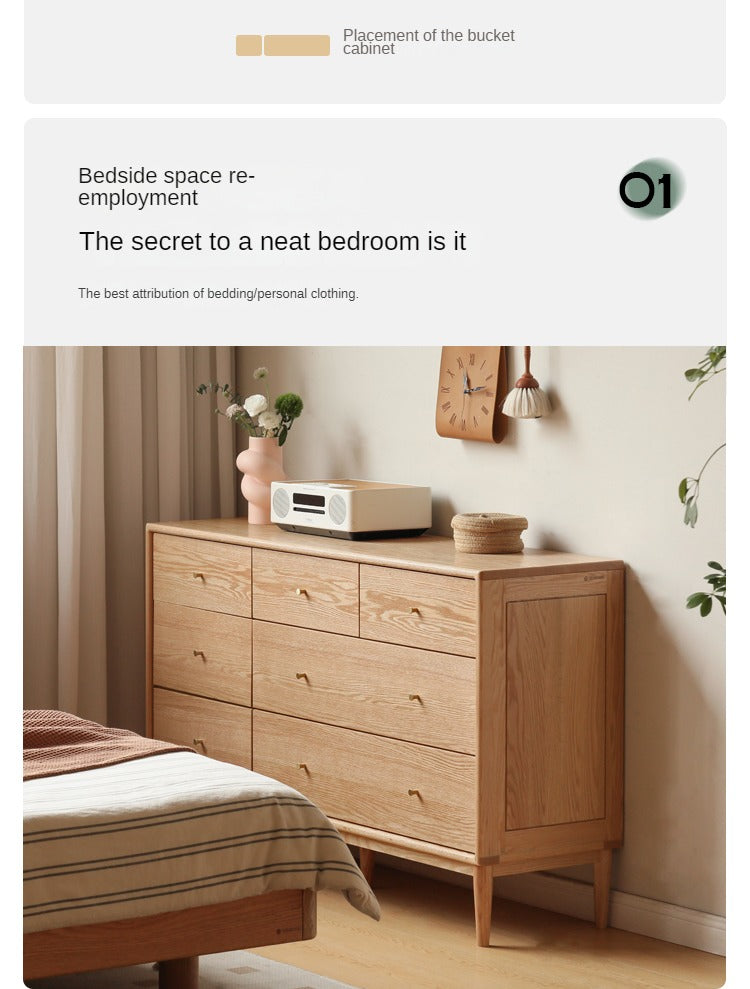 Oak Solid Wood, Solid RubberWood Nordic Chest of Drawers