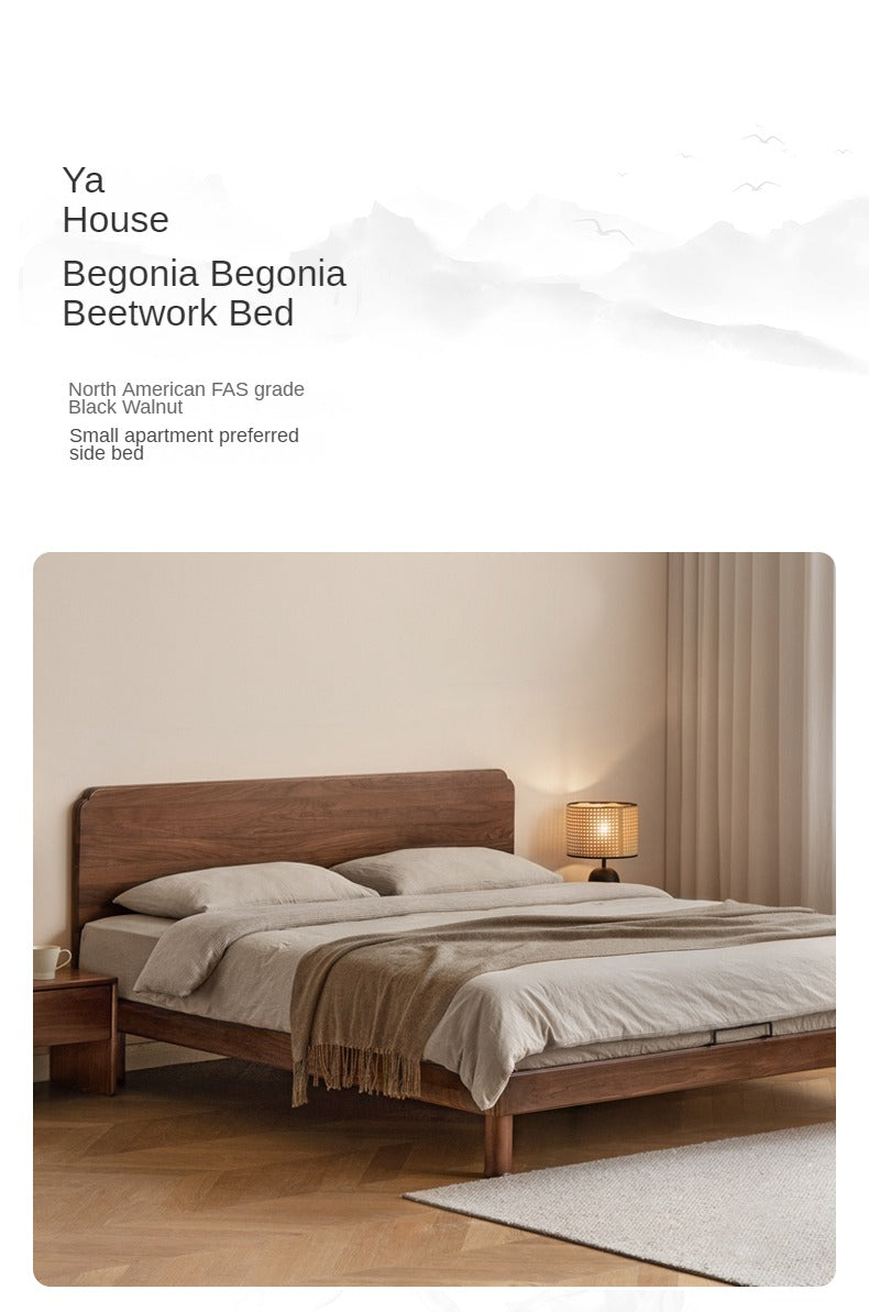 Oak, North American black walnut solid wood bed
