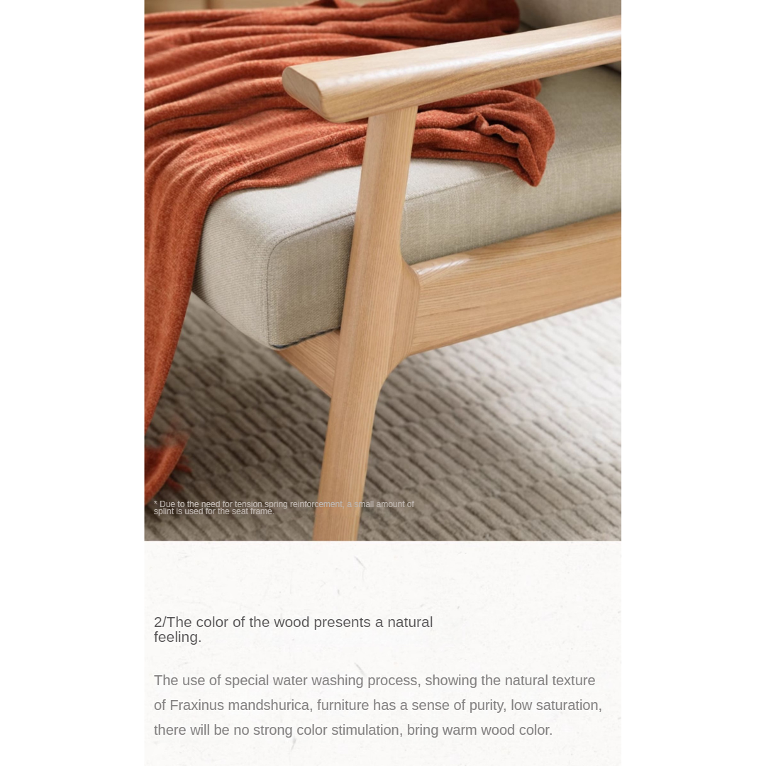 Ash Solid Wood Fabric Leisure Sofa Chair.