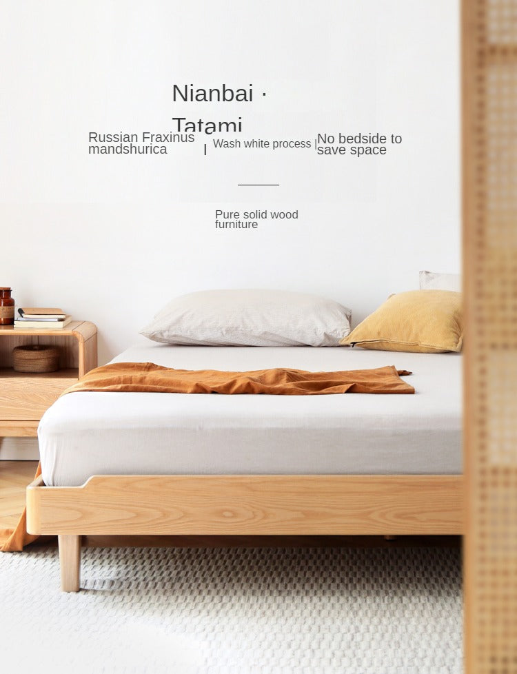 Ach, Oak solid wood platform bed, headboard-free bed