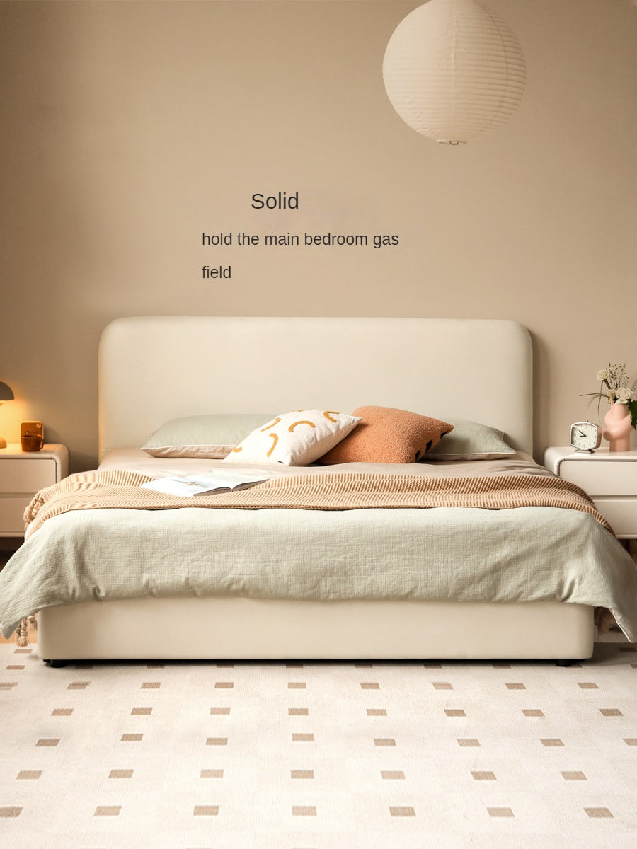 Fabric Cream Soft Minimalist Bed