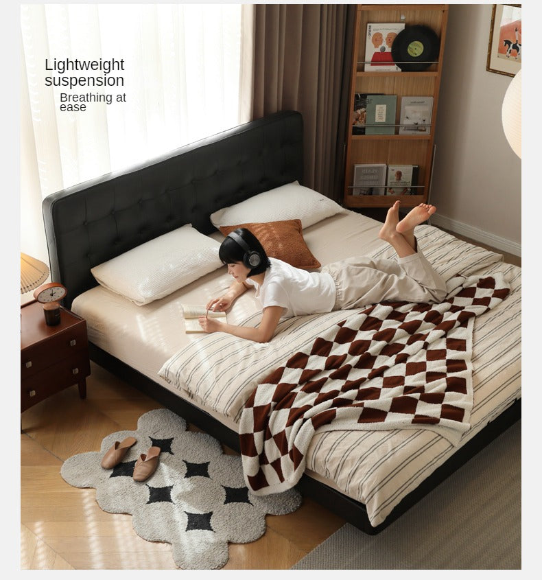 Black High-end Leather Suspension Bed